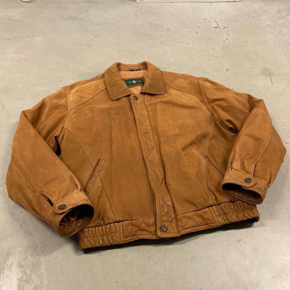 Vintage brown hunt club leather jacket